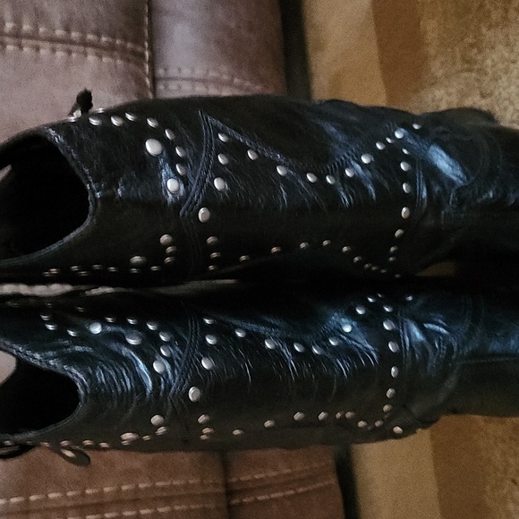 Reba black stud leather western boots - Picture 7 of 12